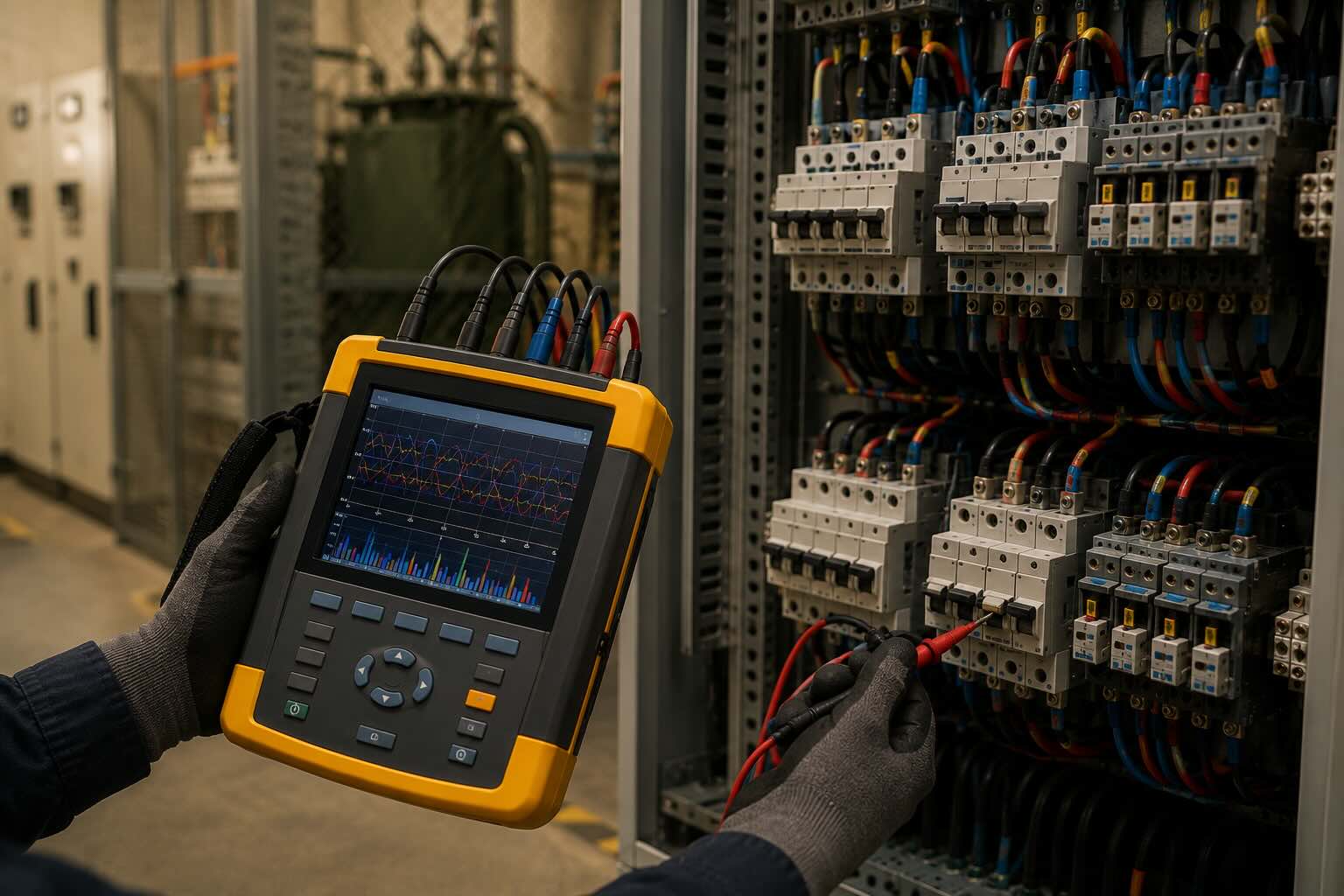 Medición eléctrica en tablero industrial