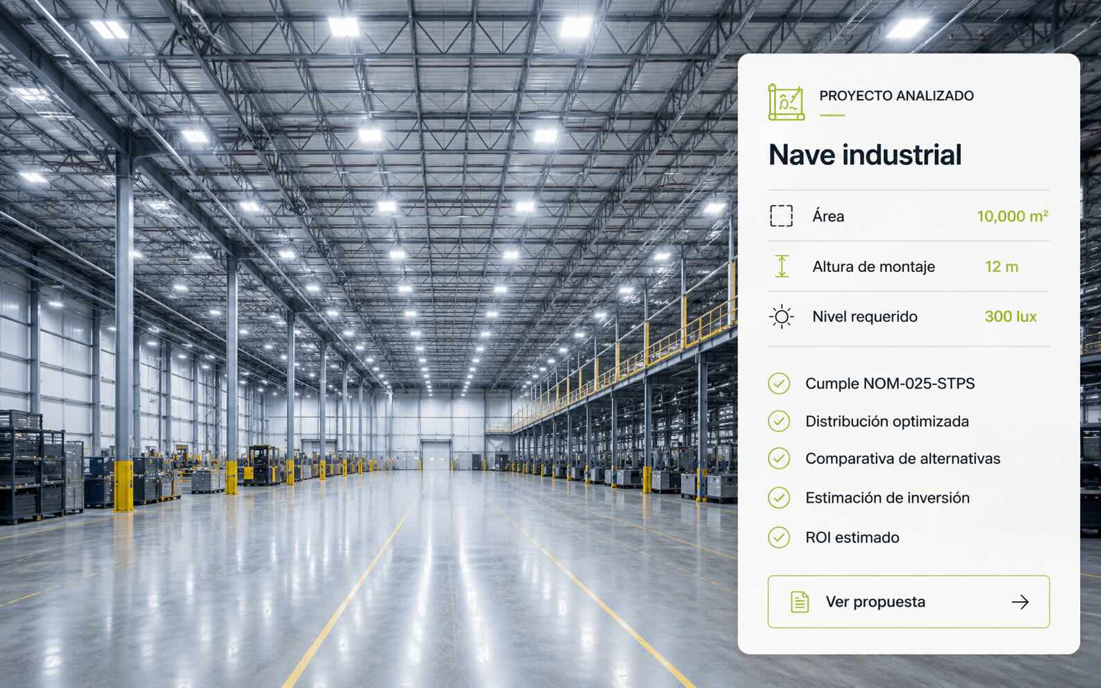 Proyecto de iluminación industrial en planta