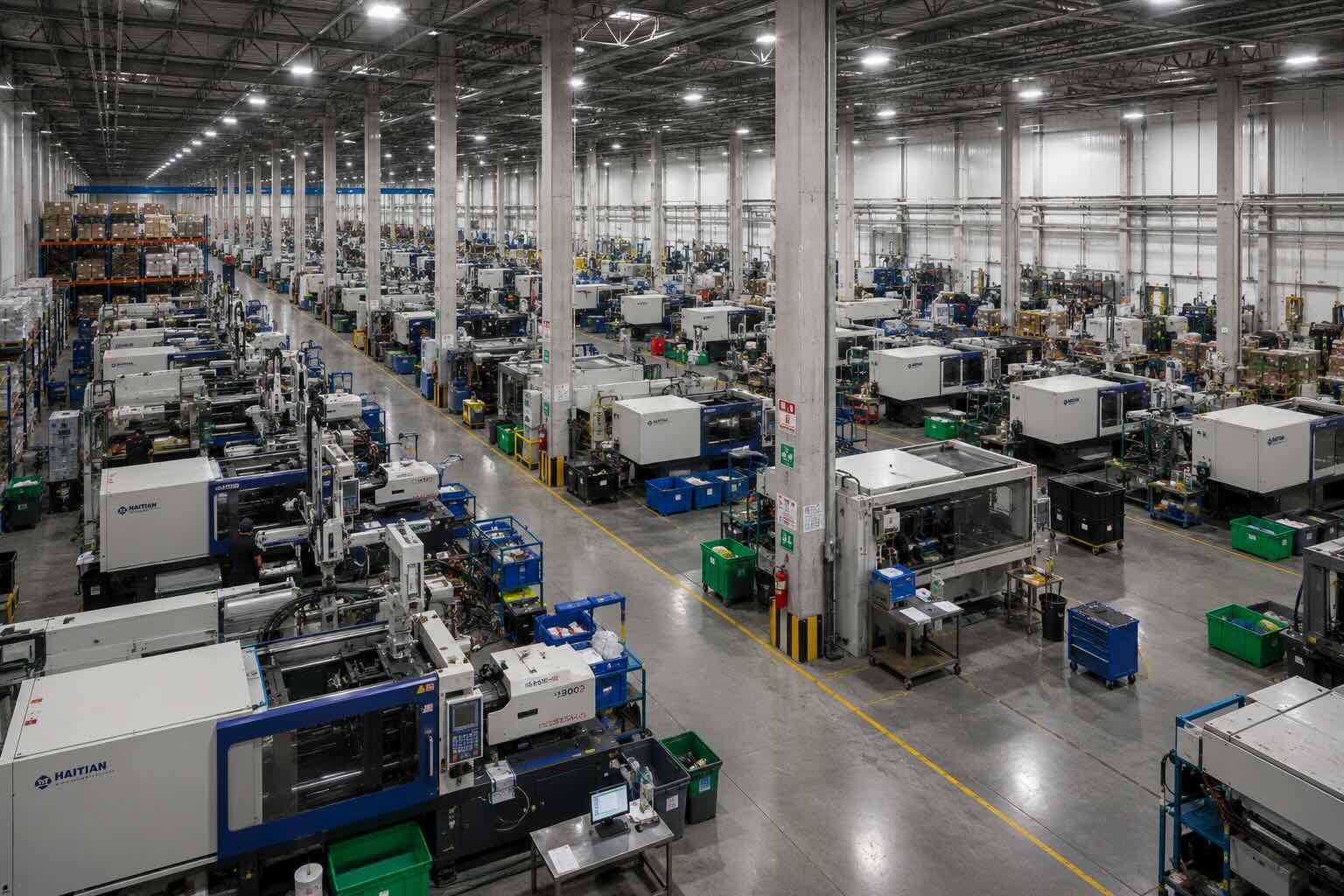 Planta de manufactura con iluminación industrial