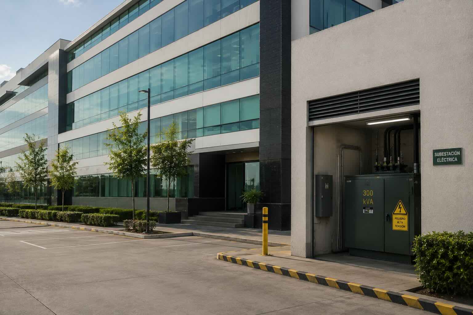 Edificio corporativo con servicios eléctricos