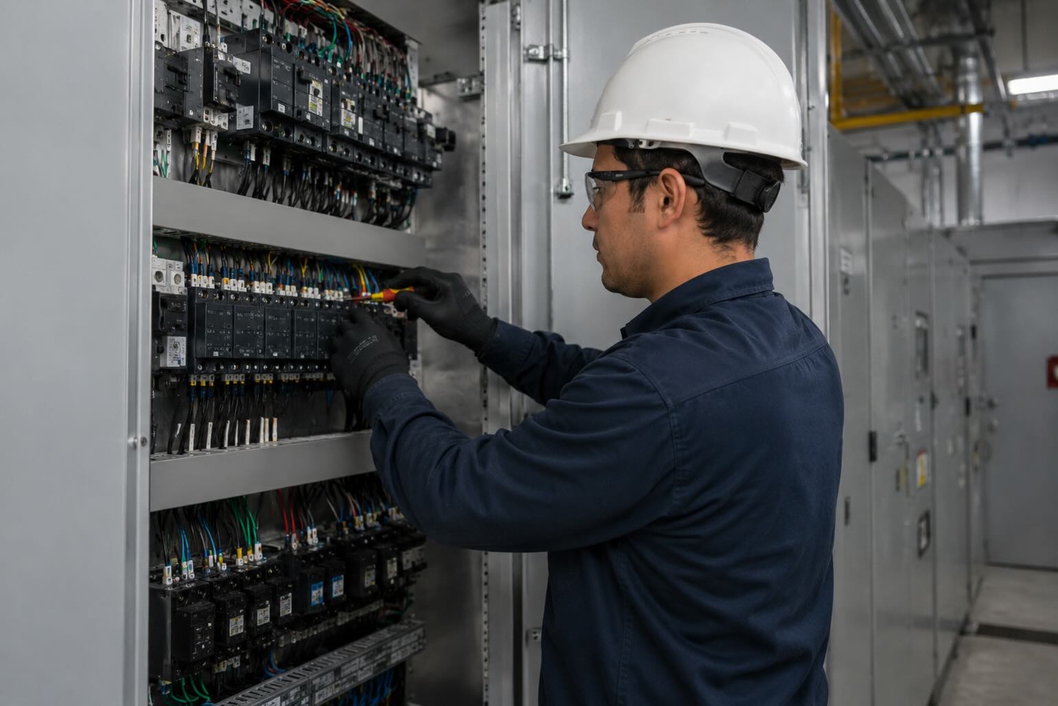 Ingeniería eléctrica industrial en subestación de media tensión